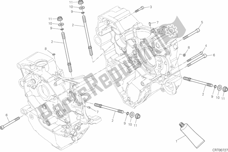 All parts for the 10a - Half-crankcases Pair of the Ducati Diavel Xdiavel USA 1260 2017